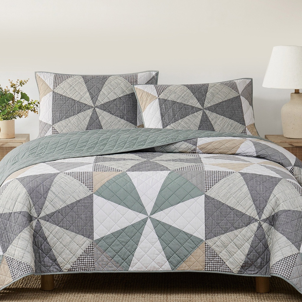 Origami Patchwork Quilt Set, 3-piece - 1876012 - 2