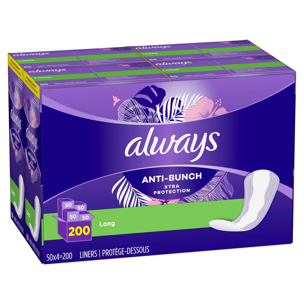 Always Anti-Bunch Xtra Protection Daily Liners Long, 200-count - 1924615 - 2
