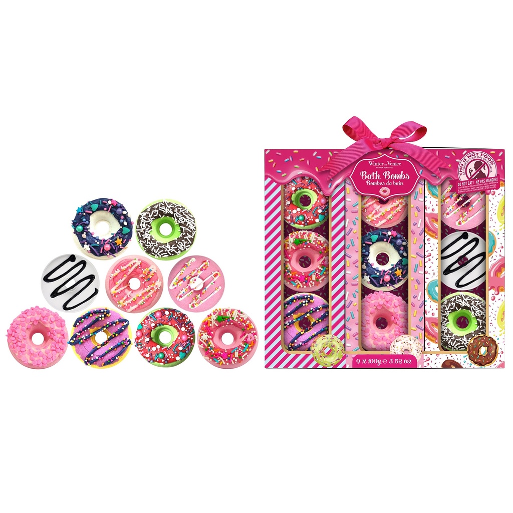 Winter In Venice Doughnut Bath Bombs, 9 x 100 g - 1939536 - 2