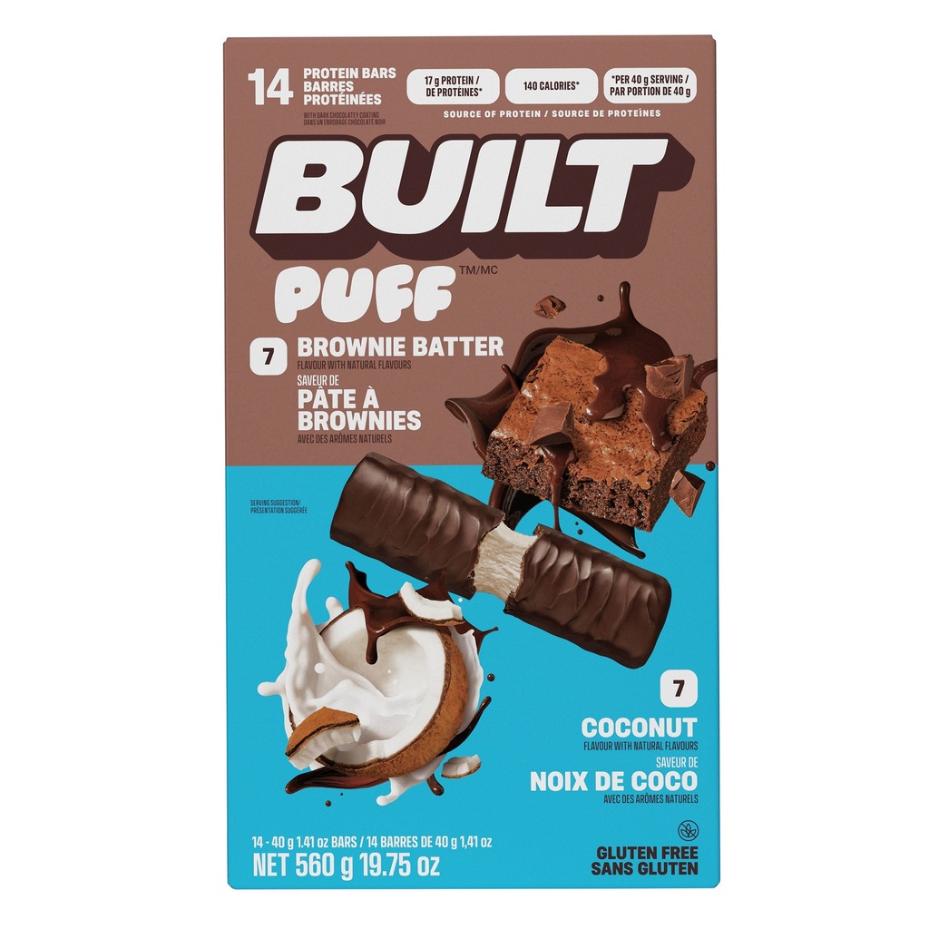 Built Puffs Protein Bars, Brownie Batter Coconut, 14 × 40 g 1851141 - 1