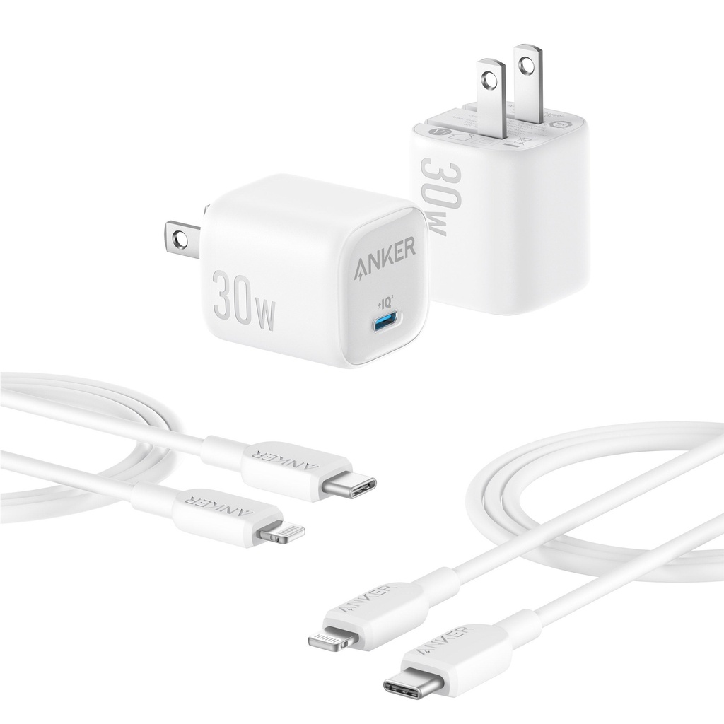Anker 30W Charger with USB-C to Lightning Cable, 2-pack 3431600 - 1