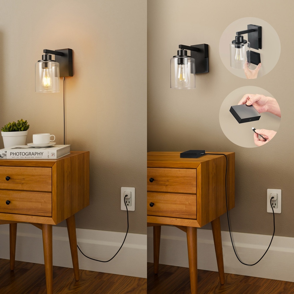 Globe Electric Rechargeable Glass Wall Sconce, 2-pack 1938095 - 5