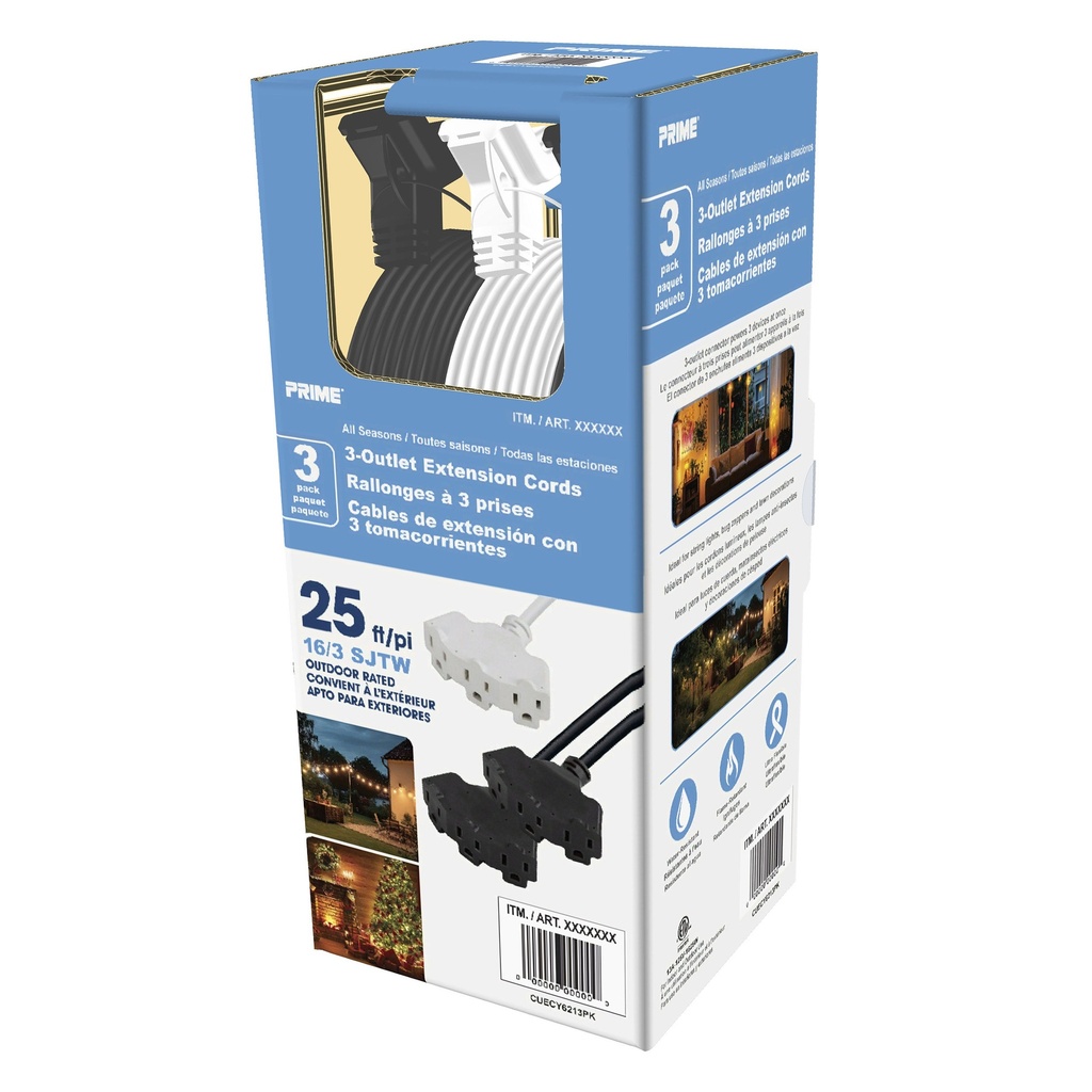 PRIME 25 ft Outdoor Extension Cord, 3-pack 1943476 - 7