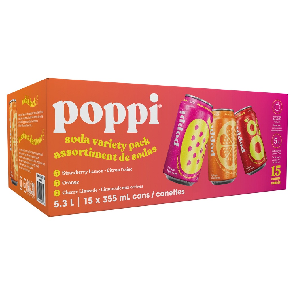 Poppi Soda Variety Pack 355 mL, 15-pack 1839396 - 1