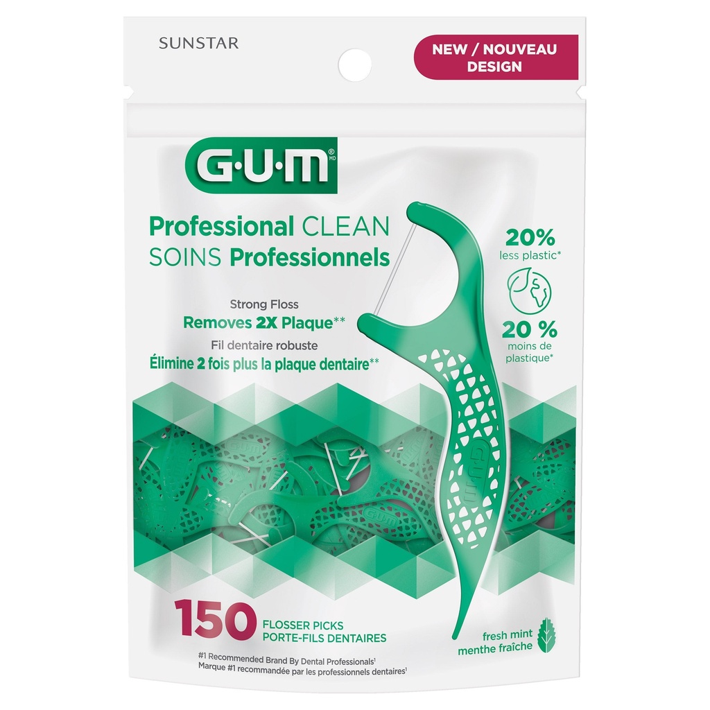 GUM Pro Clean Flossers, Mint, 3 x 150 Units 1784193 - 2