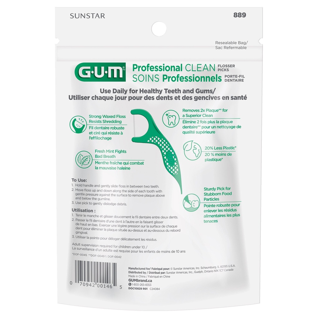 GUM Pro Clean Flossers, Mint, 3 x 150 Units 1784193 - 3