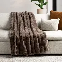 House and Home by Lynda Reeves Luxe Faux Fur Throw -Brown - 1952611