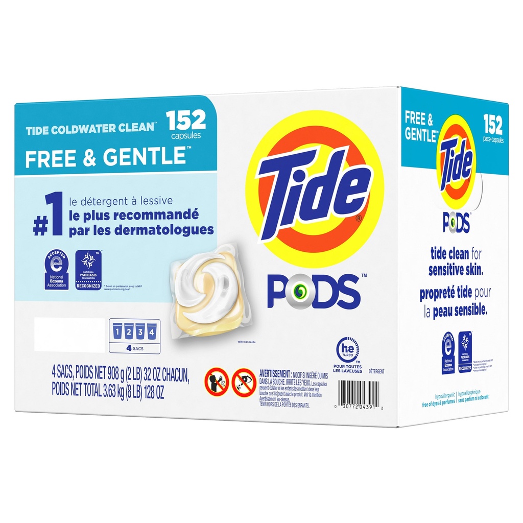 Tide PODS Liquid Laundry Detergent Pacs, Free and Gentle, 152-count - 1638886 - 2