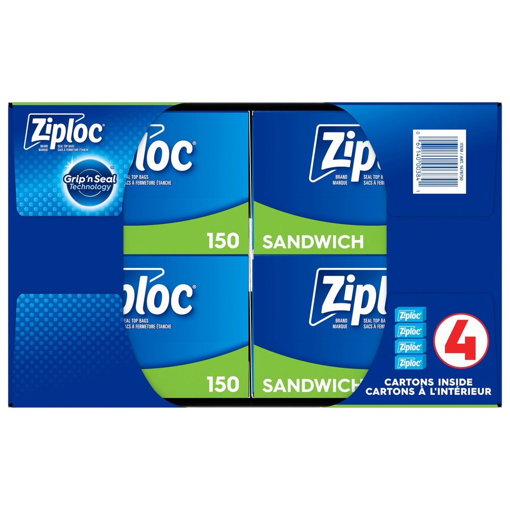 Ziploc Brand Sandwich Bags, 150-count, 4-pack - 1678750 - 2