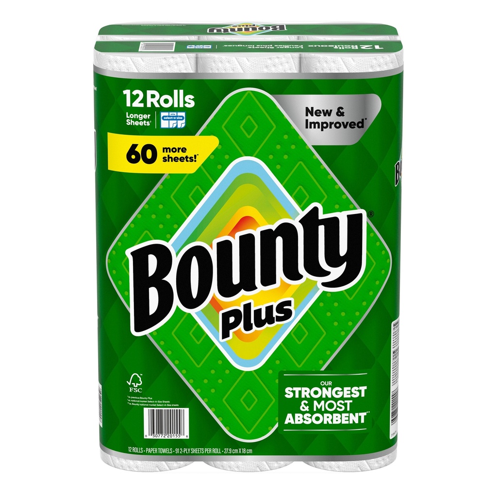 Bounty Plus Paper Towel, 12 x 91 Sheets - 1717599 - 1