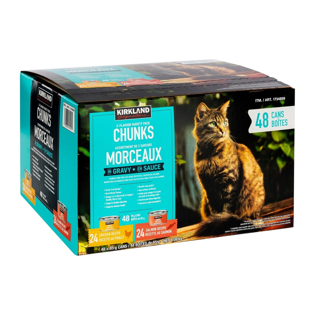 Kirkland Signature Chunks in Gravy, Canned Cat Food Variety Pack, 48 x 85 g - 1734859 - 3