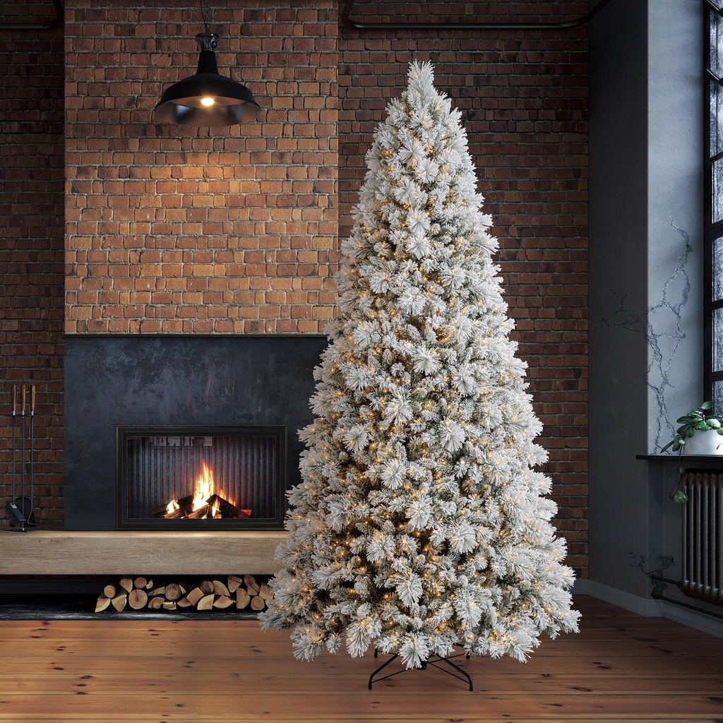 2.75 m (9 ft) artificial Christmas tree with cashmere-flocked glitter, pre-lit with 1,780 twinkling Micro-Radiant LED lights in changing colors - 1784942 - 1