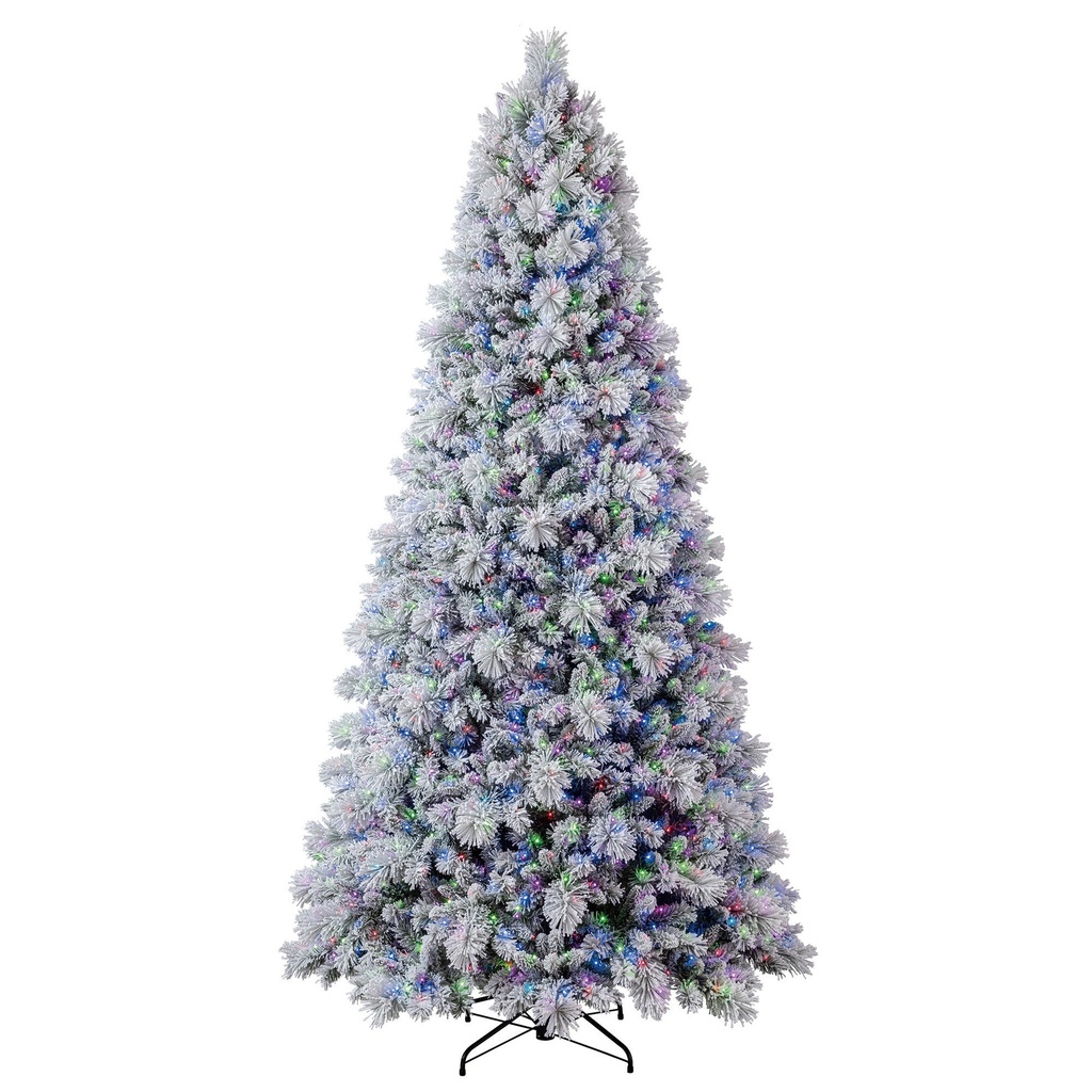 2.75 m (9 ft) artificial Christmas tree with cashmere-flocked glitter, pre-lit with 1,780 twinkling Micro-Radiant LED lights in changing colors - 1784942 - 2