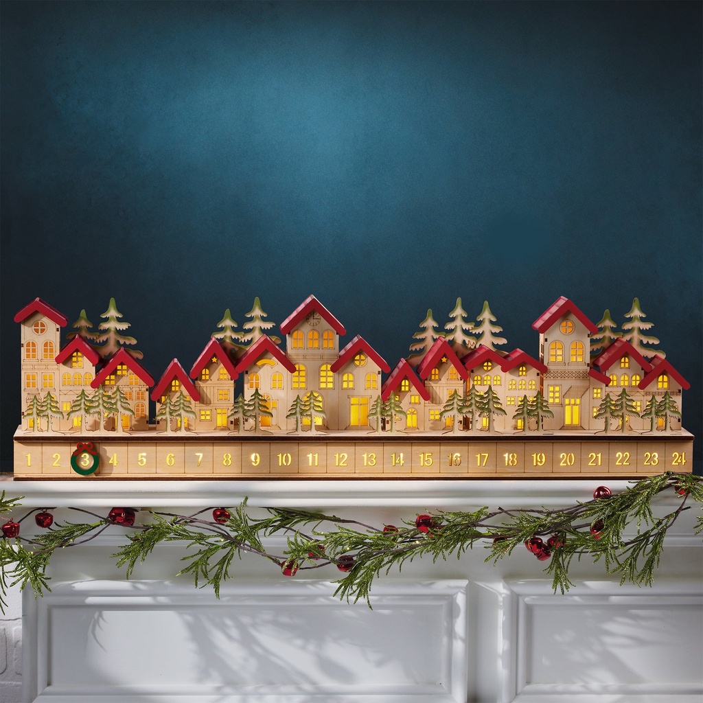 Holiday Wooden Village LED Advent Calendar 76.2 cm (30 in.) 1784900