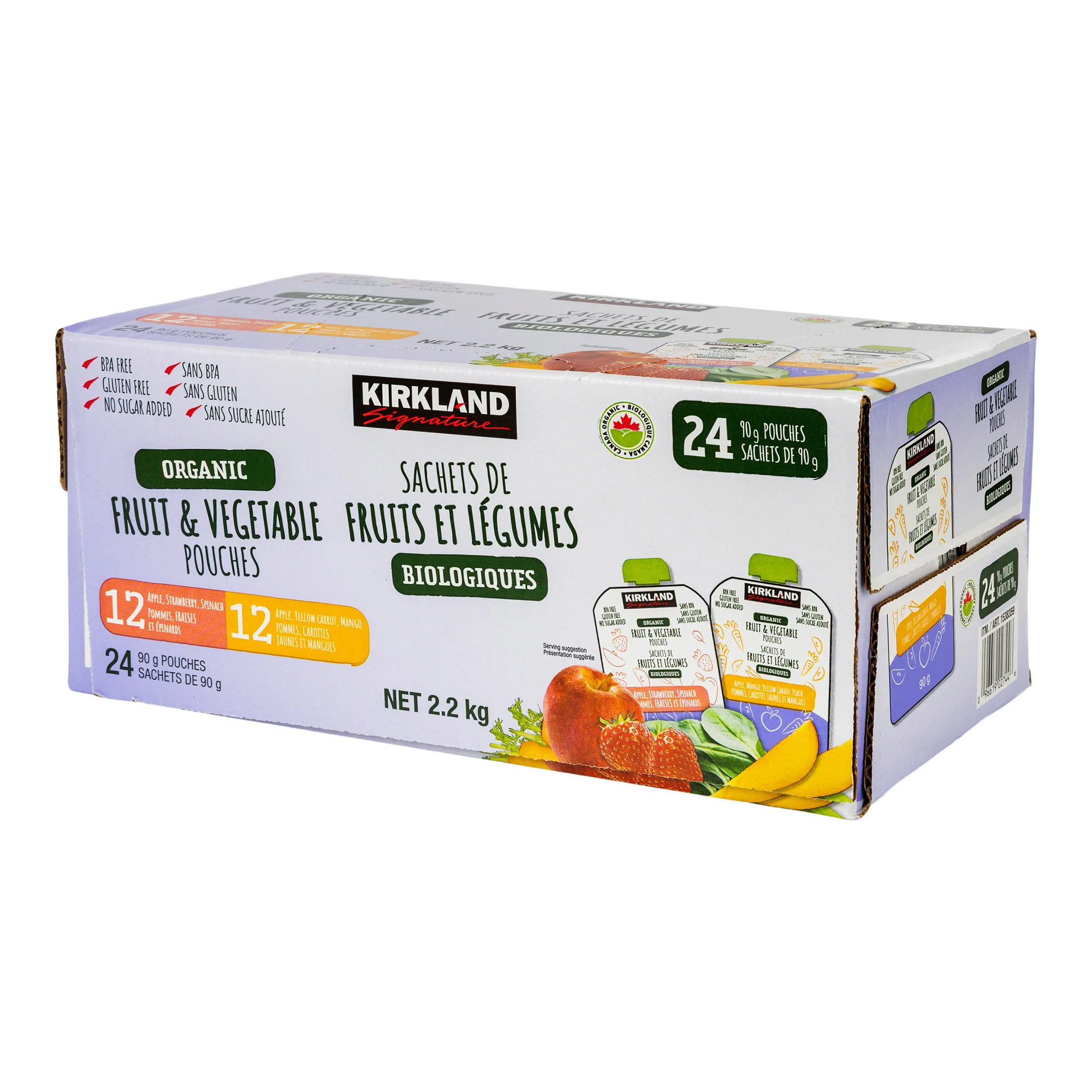 Kirkland Signature Organic Fruit and Vegetable Snack, 24 × 90 g - 1538359