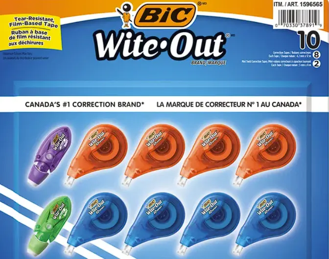BIC Wite-Out, Pack of 10 Model  WOXTA10BC 1596565
