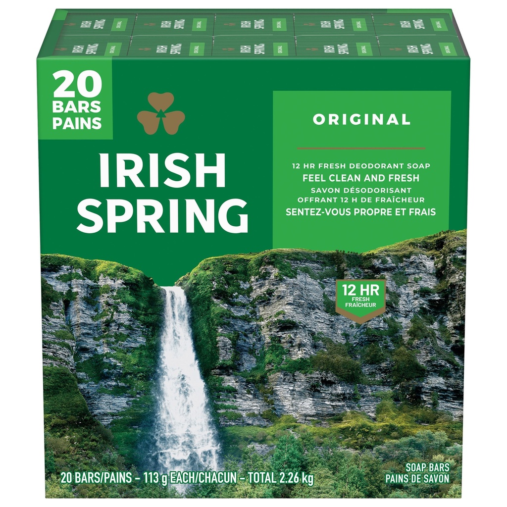 Irish Spring Deodorant Soap, 113 g, 20-pack - 5754000