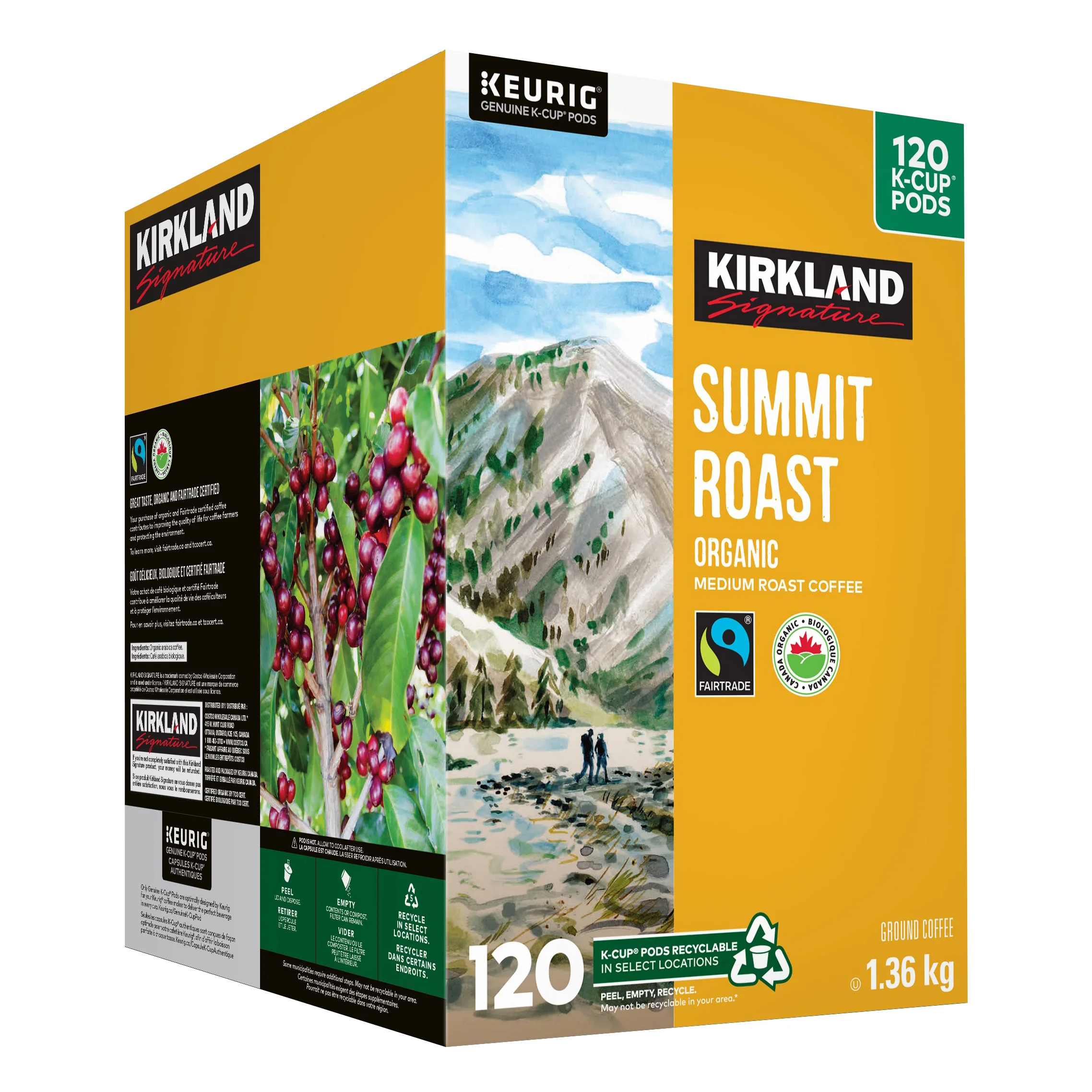 Kirkland Signature Organic Summit Fair Trade Coffee K-Cup Pods, 120-count - 4272379
