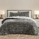 FRYE 3-piece Faux Fur Comforter Set - Grey - Queen -9628500