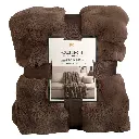 House and Home by Lynda Reeves Luxe Faux Fur Throw -Brown - 1952611