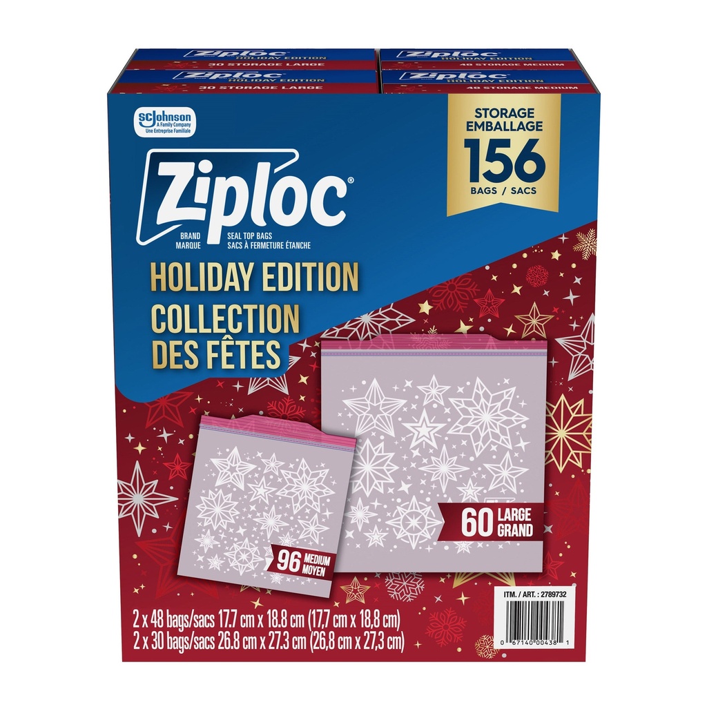 Ziploc Holiday Storage Bags Variety Pack, 156-count - 2789732