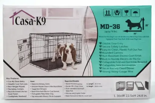 CASA-K9 Metal Dog Crate with Double Door – MD-36