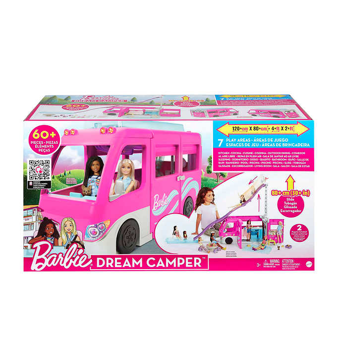 Barbie Camper Playset DreamCamper w/ 60 Accessories and 2 Dolls