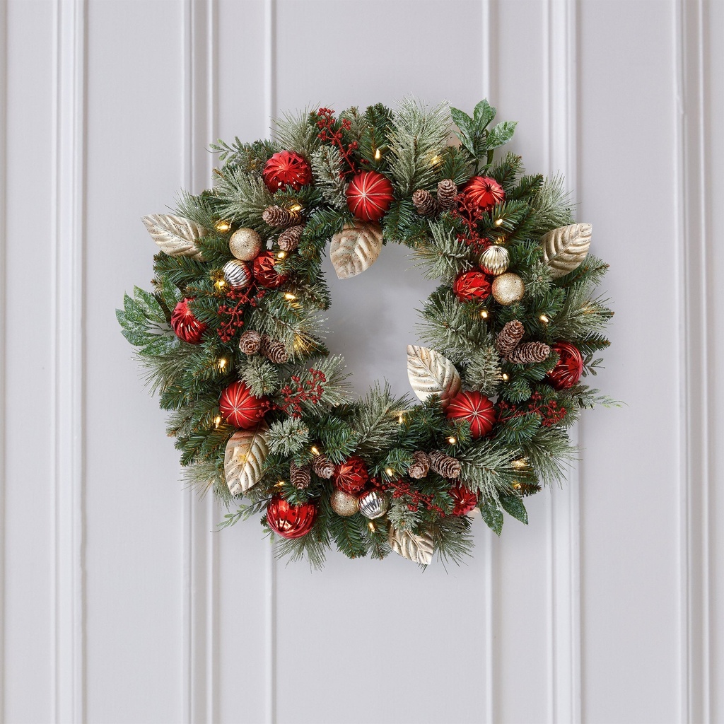 76.2 cm (30 in.) Pre-Lit Wreath with 50 Battery Operated LED Lights - 1487773 - 2