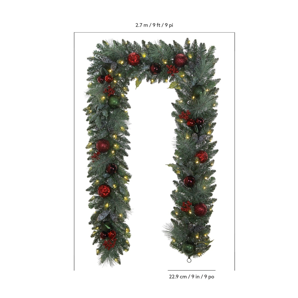 2.74 m ( 9 ft.) Pre-Lit Holiday Artiﬁcial Garland - 1851700 - 4