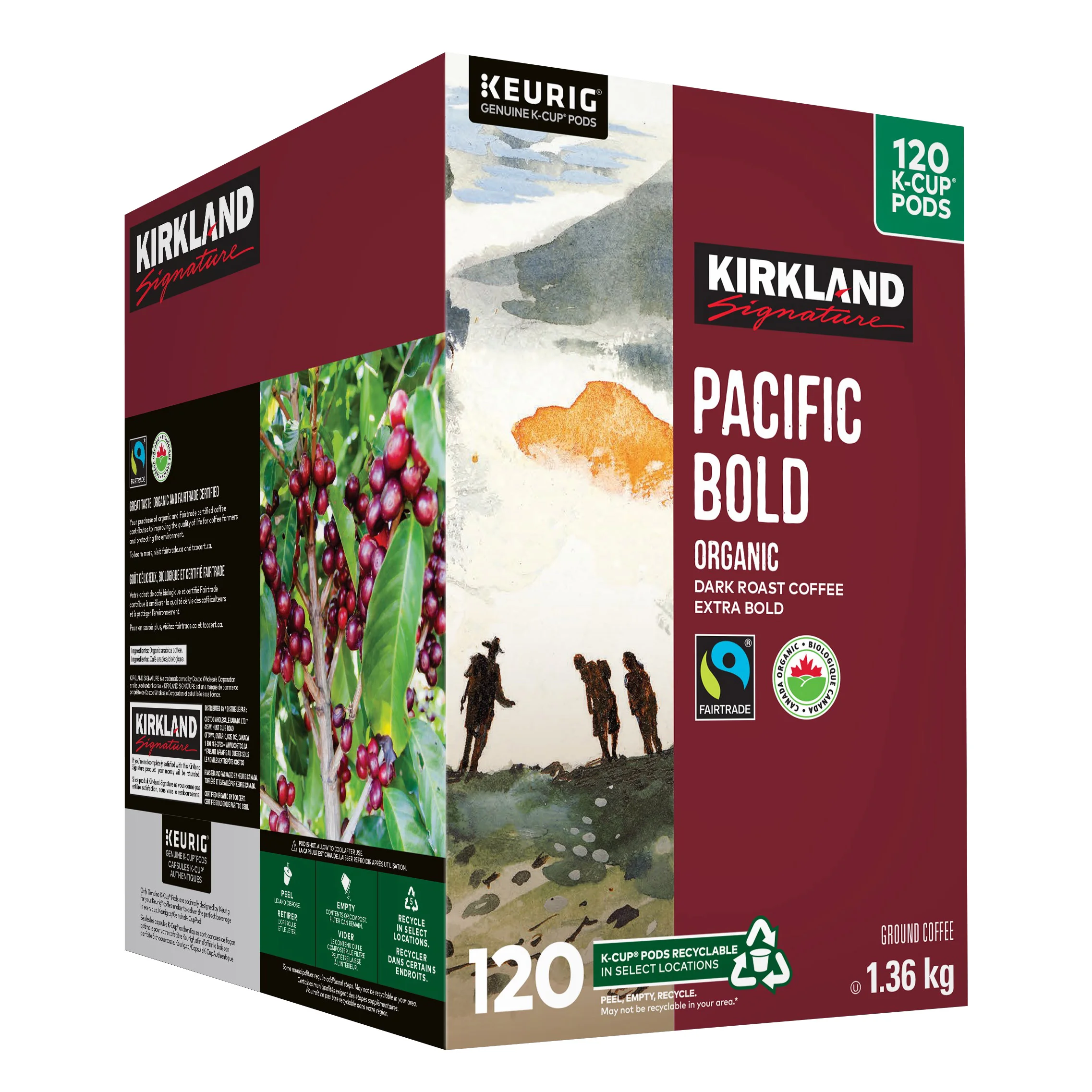 Kirkland Signature Organic Pacific Bold Fair Trade Coffee K-Cup Pods, 120-count - 4272378