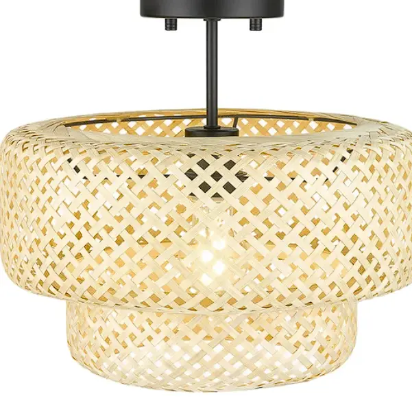 OVE Decors Makara 1-Light Bamboo Semi-Flush Ceiling Mount Fixture