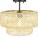 OVE Decors Makara 1-Light Bamboo Semi-Flush Ceiling Mount Fixture