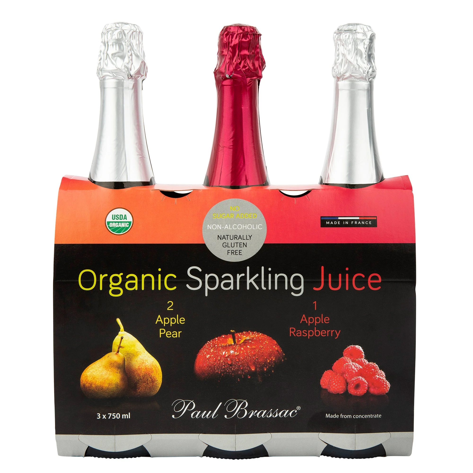 Paul Brassac Organic Sparkling Juices, 3 x 750 mL - 5558566