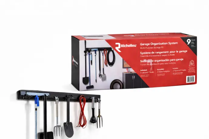Richelieu Garage Organization System – 9-Piece Multi-Purpose Storage Kit (Black Finish)