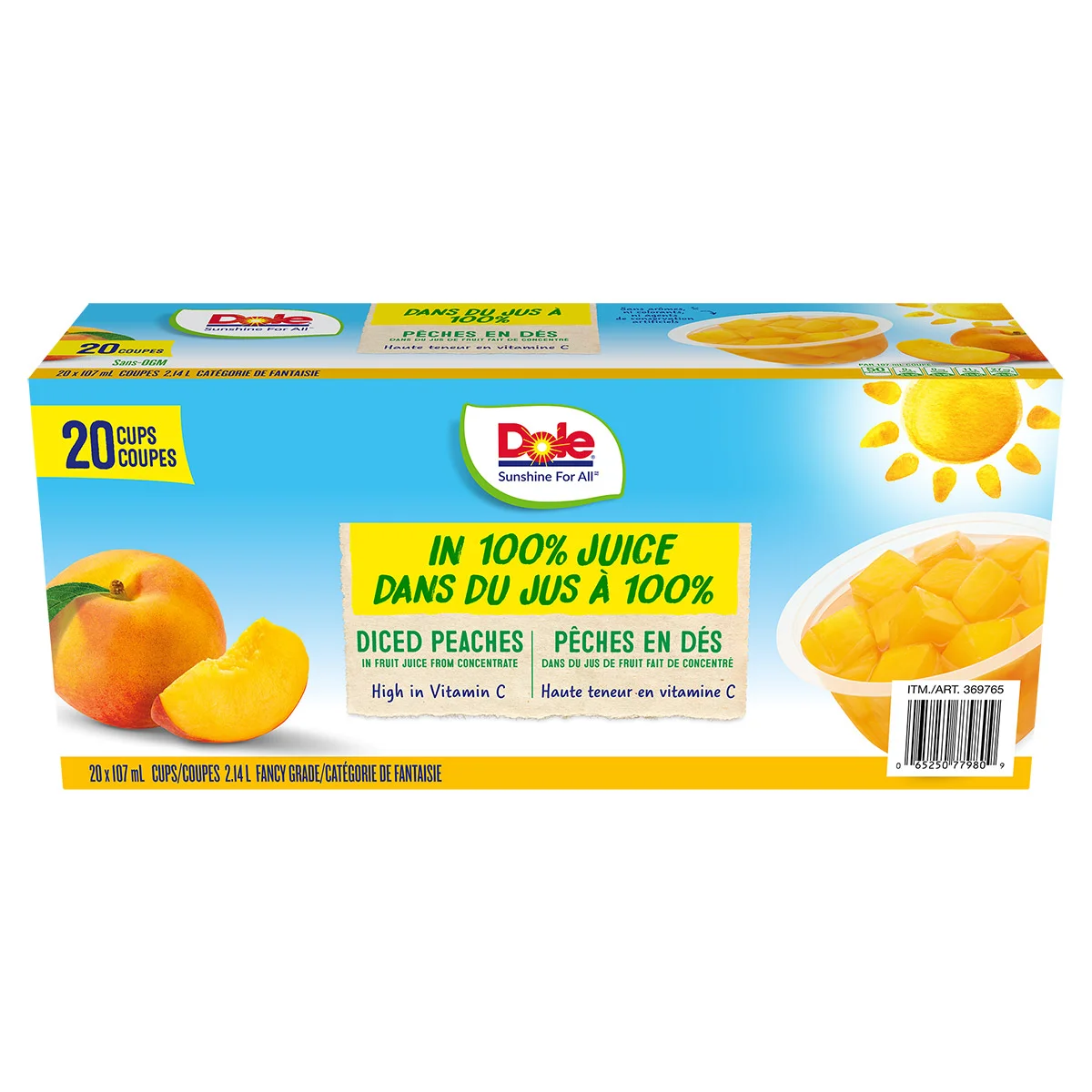 [369765] Dole Diced Peaches Cups, 107 mL, 20-pack - 369765