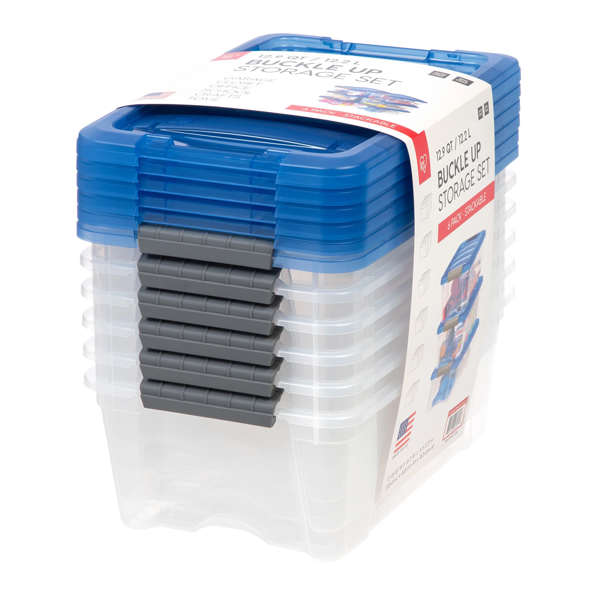 [877572] Iris 12.2L Buckle Up Clear Containers, Pack of 6 - 877572