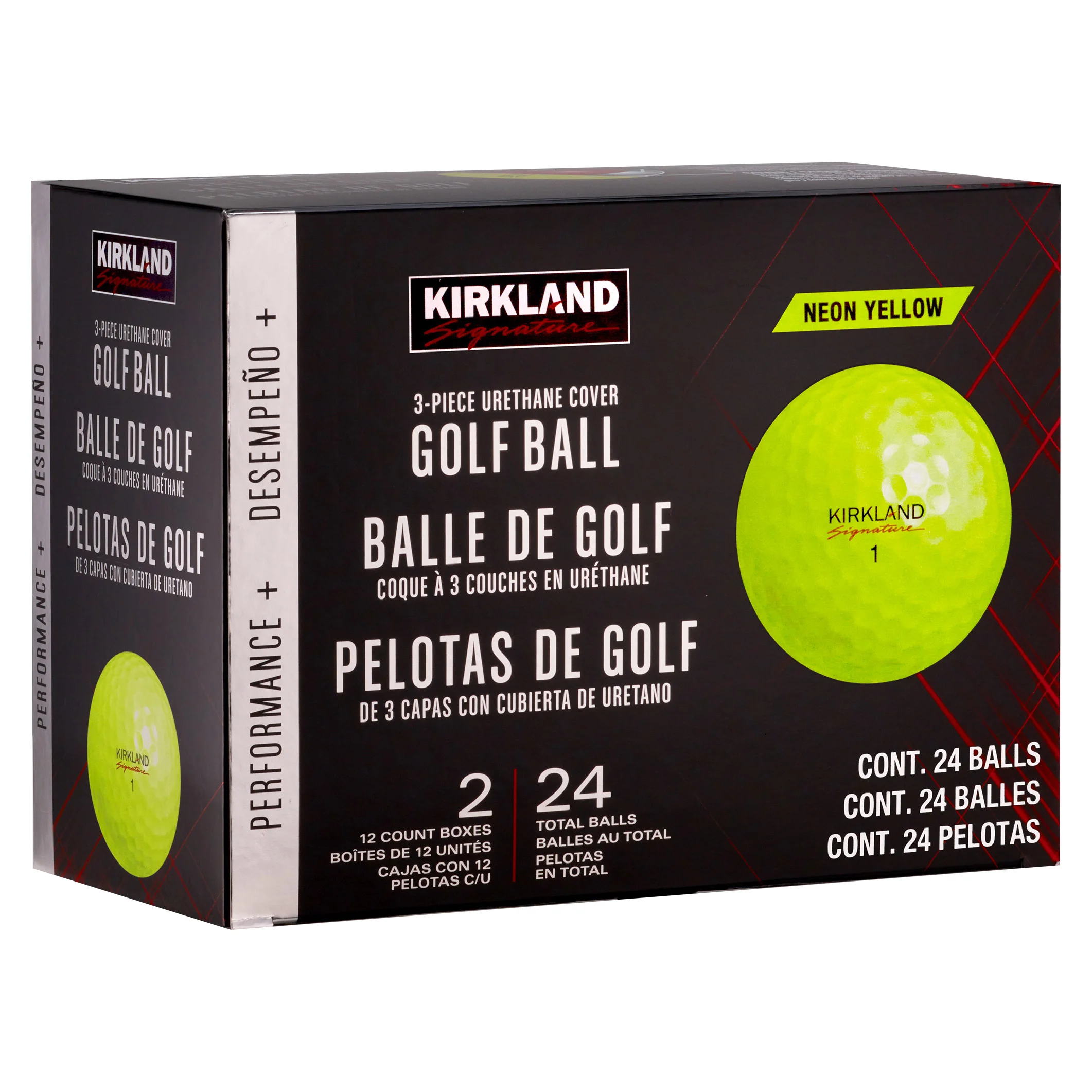 [1654550] Kirkland Signature 3-piece Golf Ball, Neon Yellow, 24-count 1654550