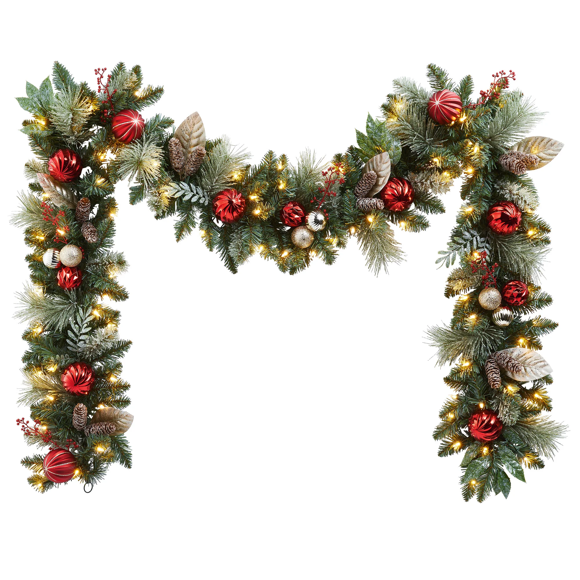[1598446] 2.7 m (9 ft.)  Decorated Garland Pre-Lit with 90 LED Lights - 1598446