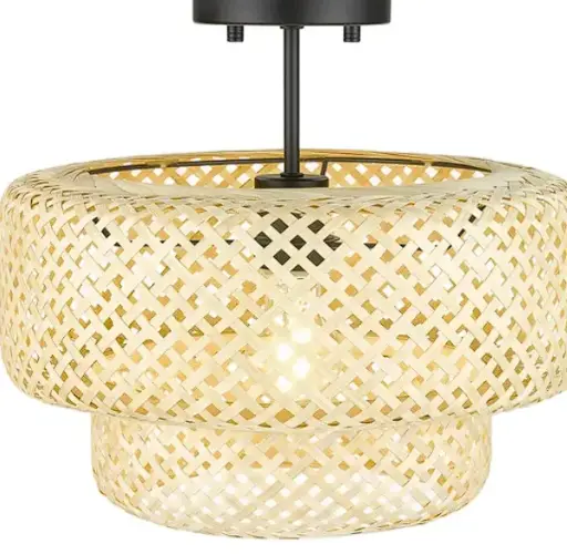 OVE Decors Makara 1-Light Bamboo Semi-Flush Ceiling Mount Fixture
