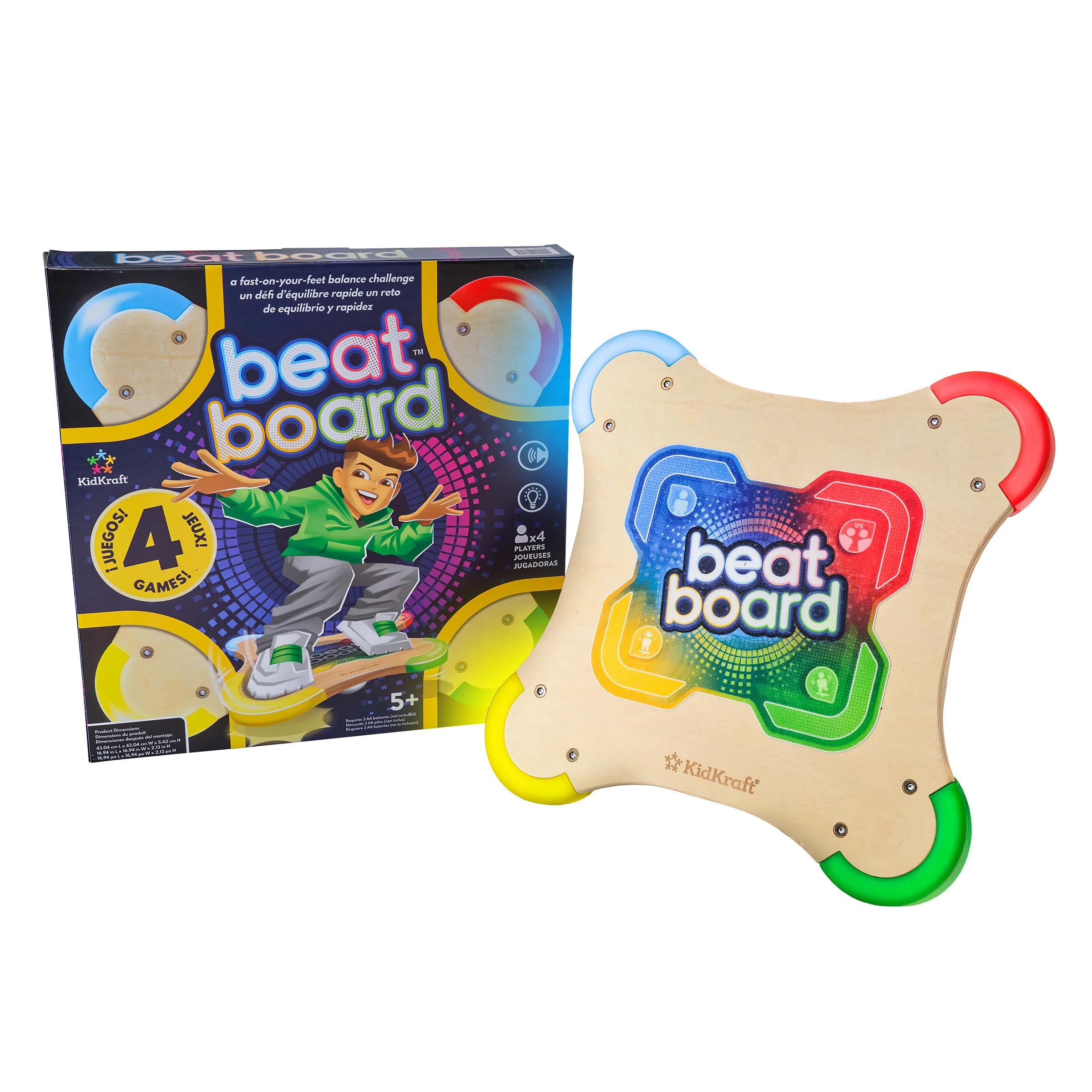[1601351] Beat Board Wooden Stand-On Balance Game with 4 Modes, Lights and Sounds - 1601351