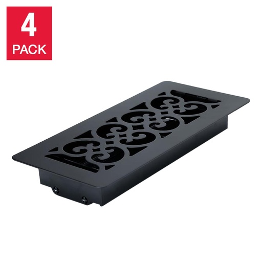 [2173889] Manor House Black Low Profile Scroll Design Floor Registers, 4-pack 2173889