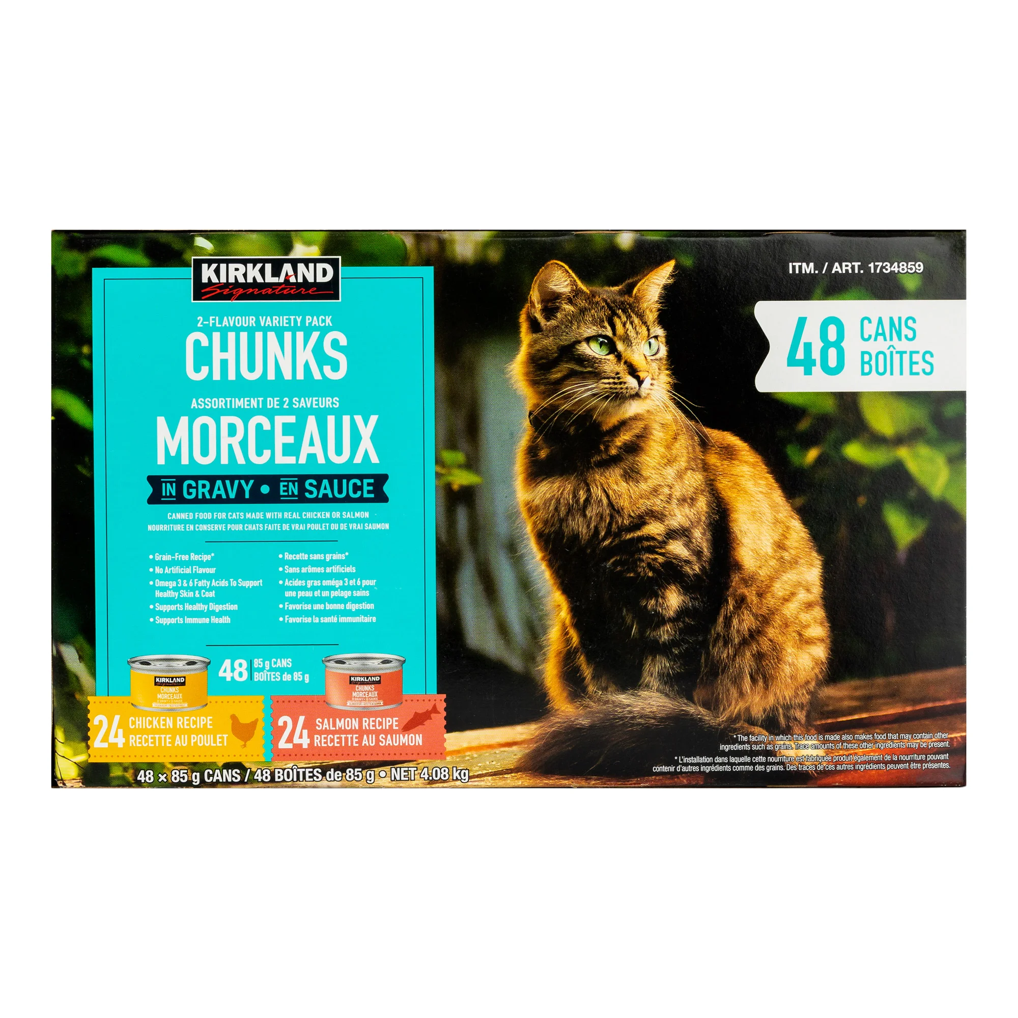 [1734859] Kirkland Signature Chunks in Gravy, Canned Cat Food Variety Pack, 48 x 85 g - 1734859