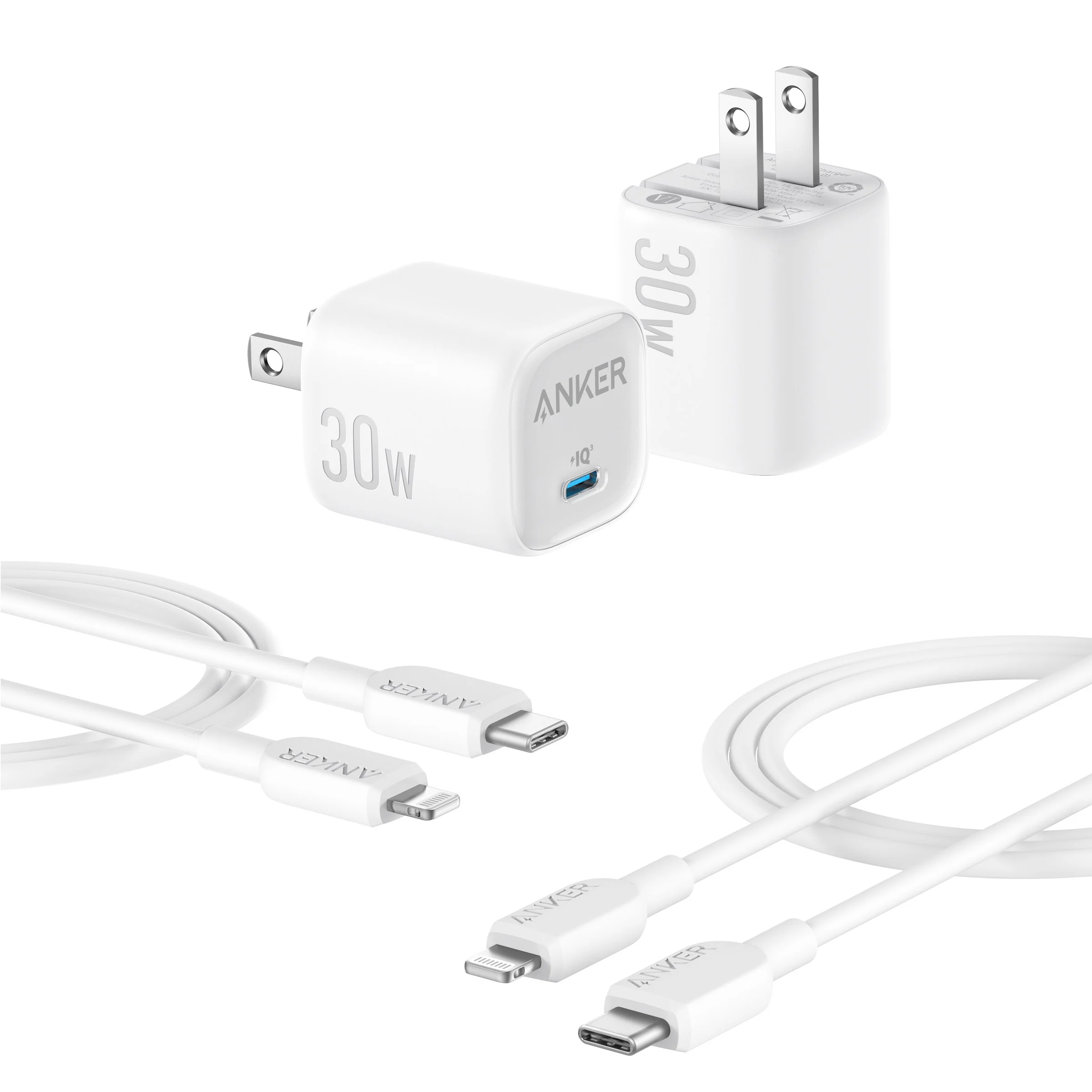 [3431600] Anker 30W Charger with USB-C to Lightning Cable, 2-pack 3431600