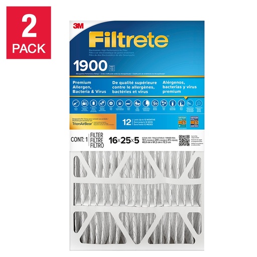 [1138495] 3M Filtrete MPR 1900, 5 in. Premium Deep Pleat Furnace Filters, 2-pack - 1138495