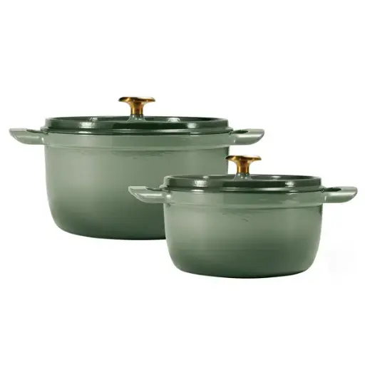 [1829022] Tramontina Cast Iron Covered Casserole 2 Piece Set - Green