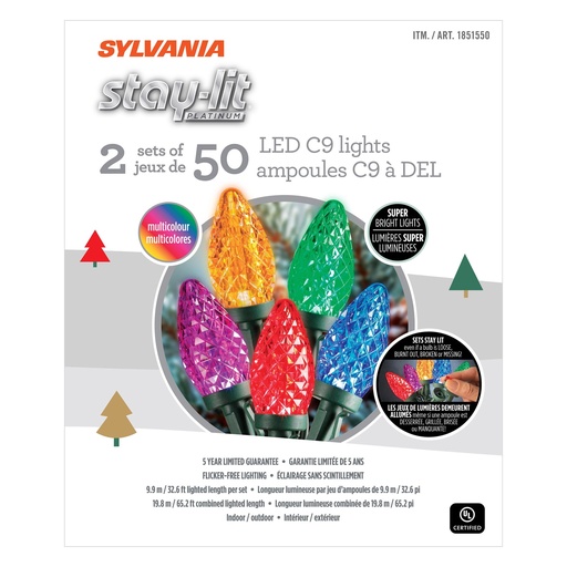 [1851550] Sylvania 2 x 50 C9 Multi LED Christmas Lights - 1851550
