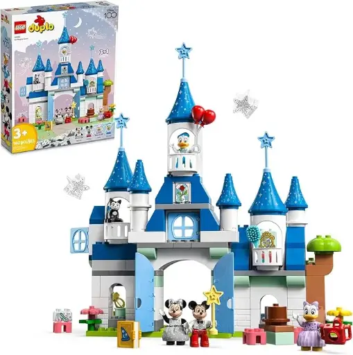 [2606768] LEGO DUPLO Disney 3 in 1 Magic Castle 10998 Building Set for Family Play with 5 Disney Figures Including Mickey, Minnie and Friends, Magical Disney 100 for Kids , Toddlers Ages 3 and Up